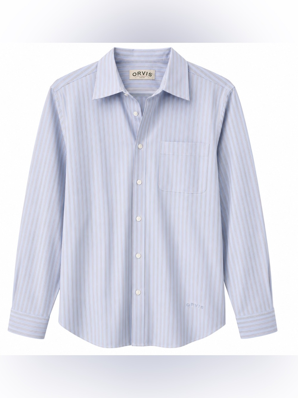 Orvis Men's 16 Wrinkle Free Blue Stripe Button Down Shirt Cotton Long Sleeve - Picture 1 of 4